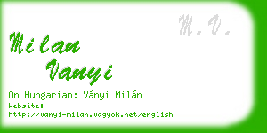 milan vanyi business card